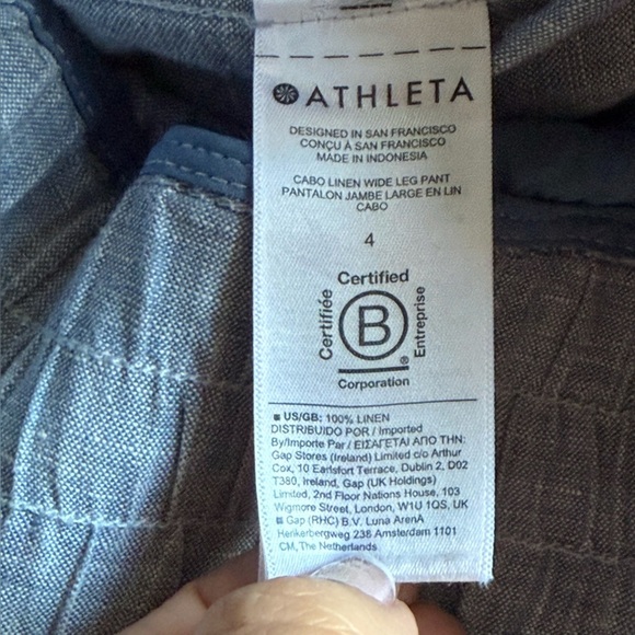 ATHLETA Cabo Linen Wide Leg Chambray Blue Pants Womens 4 - Picture 5 of 5